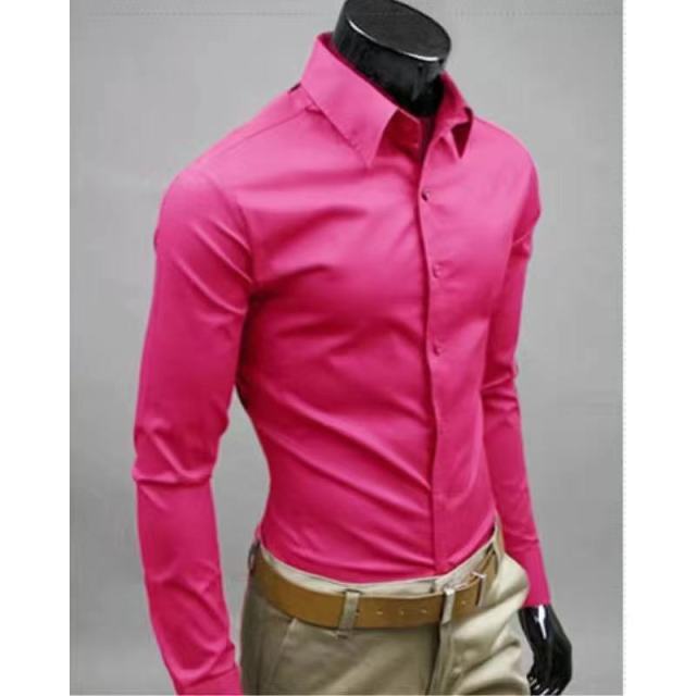 Men's Slim Fit Long Sleeve Shirt Male Leisure Shirt Social Business Dress Shirt Brand 17 color Clothing Comfortable Shirts
