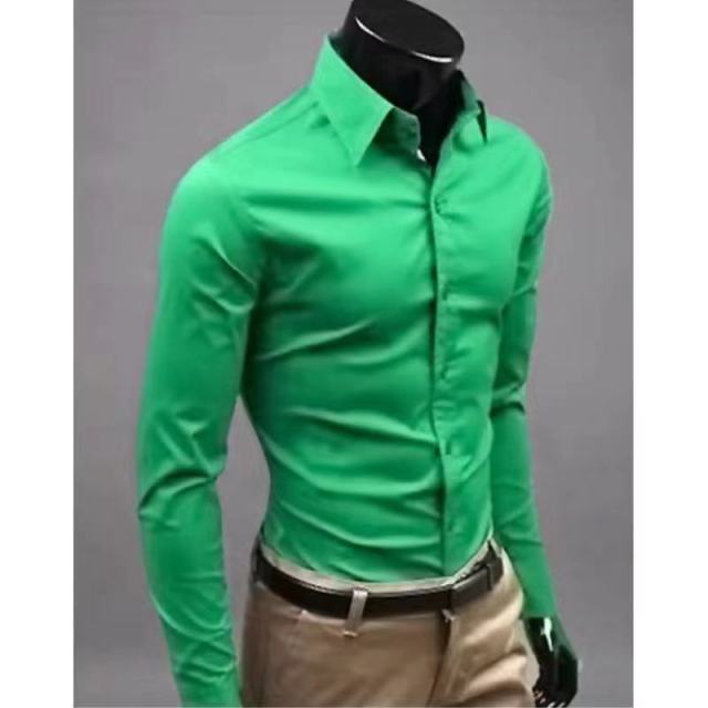 Men's Slim Fit Long Sleeve Shirt Male Leisure Shirt Social Business Dress Shirt Brand 17 color Clothing Comfortable Shirts