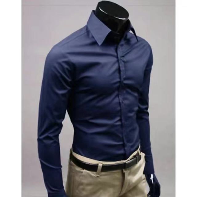 Men's Slim Fit Long Sleeve Shirt Male Leisure Shirt Social Business Dress Shirt Brand 17 color Clothing Comfortable Shirts