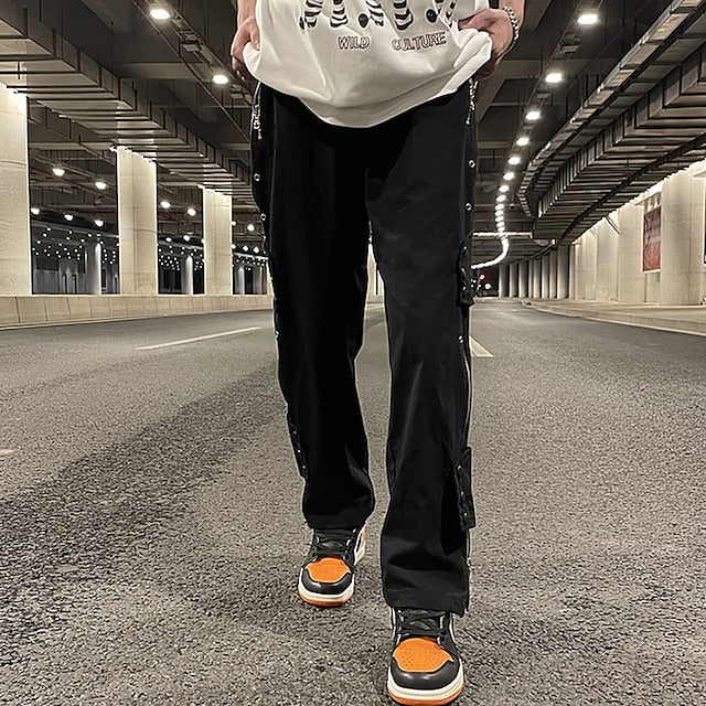 Men's Cargo Pants Cargo Trousers Techwear Pocket Plain Comfort Breathable Outdoor Daily Going out 100% Cotton Fashion Casual Black Micro-elastic