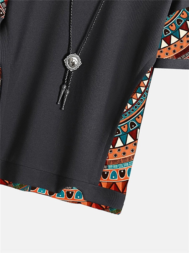 Men's T shirt Tee Tee Top Tribal Crew Neck Street Vacation Short Sleeves Clothing Apparel Designer Ethnic Style Basic