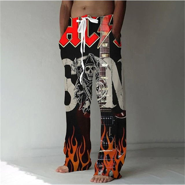 Men's Trousers Summer Pants Beach Pants Drawstring Elastic Waist Front Pocket Graphic Skull Comfort Soft Casual Daily Fashion Hawaiian 1 2