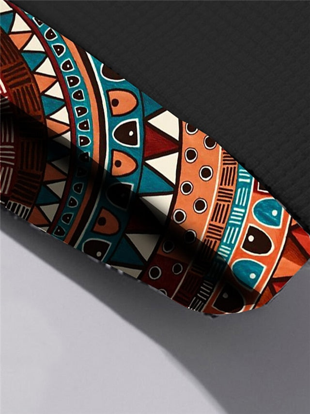 Men's T shirt Tee Tee Top Tribal Crew Neck Street Vacation Short Sleeves Clothing Apparel Designer Ethnic Style Basic