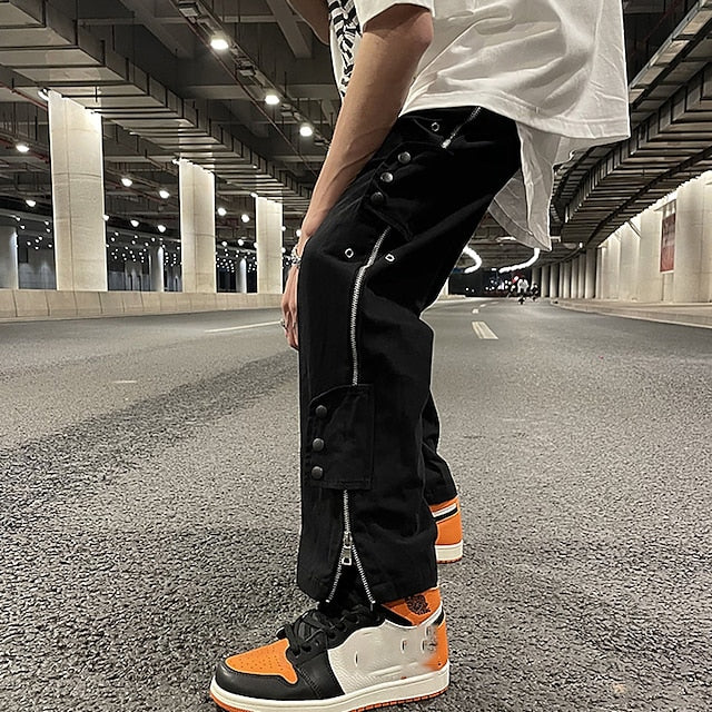 Men's Cargo Pants Cargo Trousers Techwear Pocket Plain Comfort Breathable Outdoor Daily Going out 100% Cotton Fashion Casual Black Micro-elastic