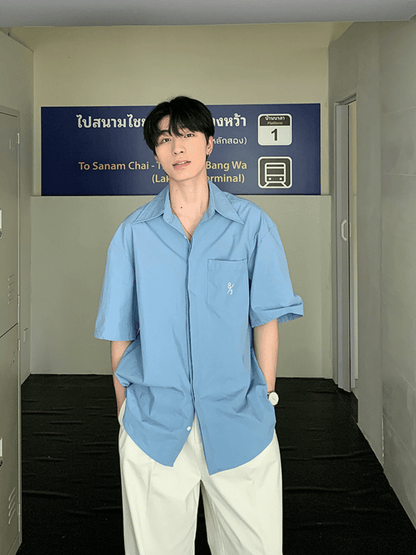 saferido [ONELYC1NS] Korean version of the loose simple cotton shirt na1087