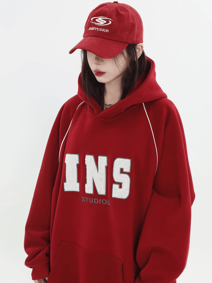saferido [INSstudios] American Flocked LOGO Hooded na738