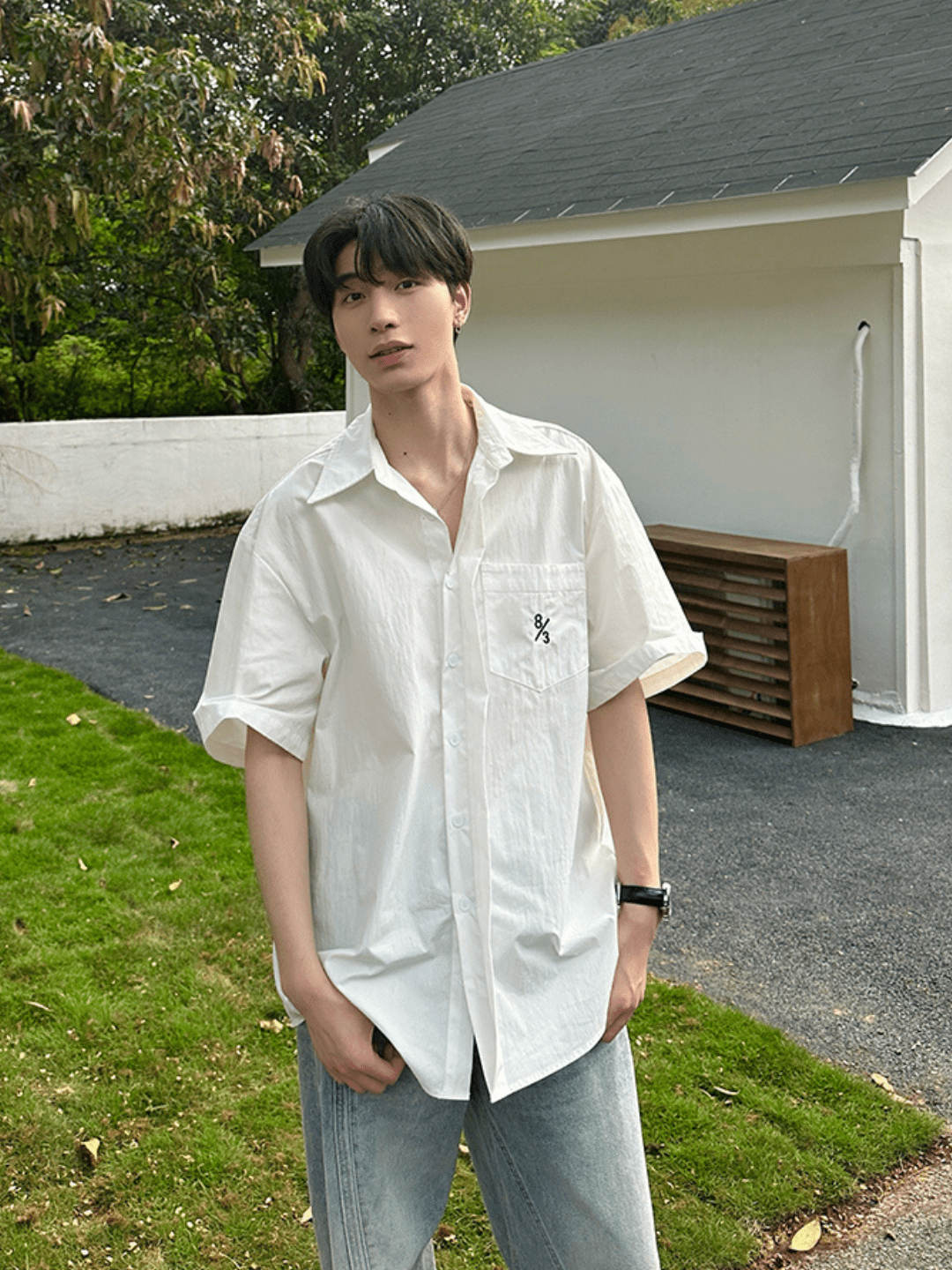 saferido [ONELYC1NS] Korean version of the loose simple cotton shirt na1087