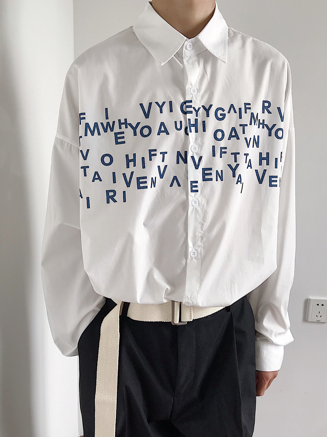 saferido Korean design sense letters printed shirt na1164