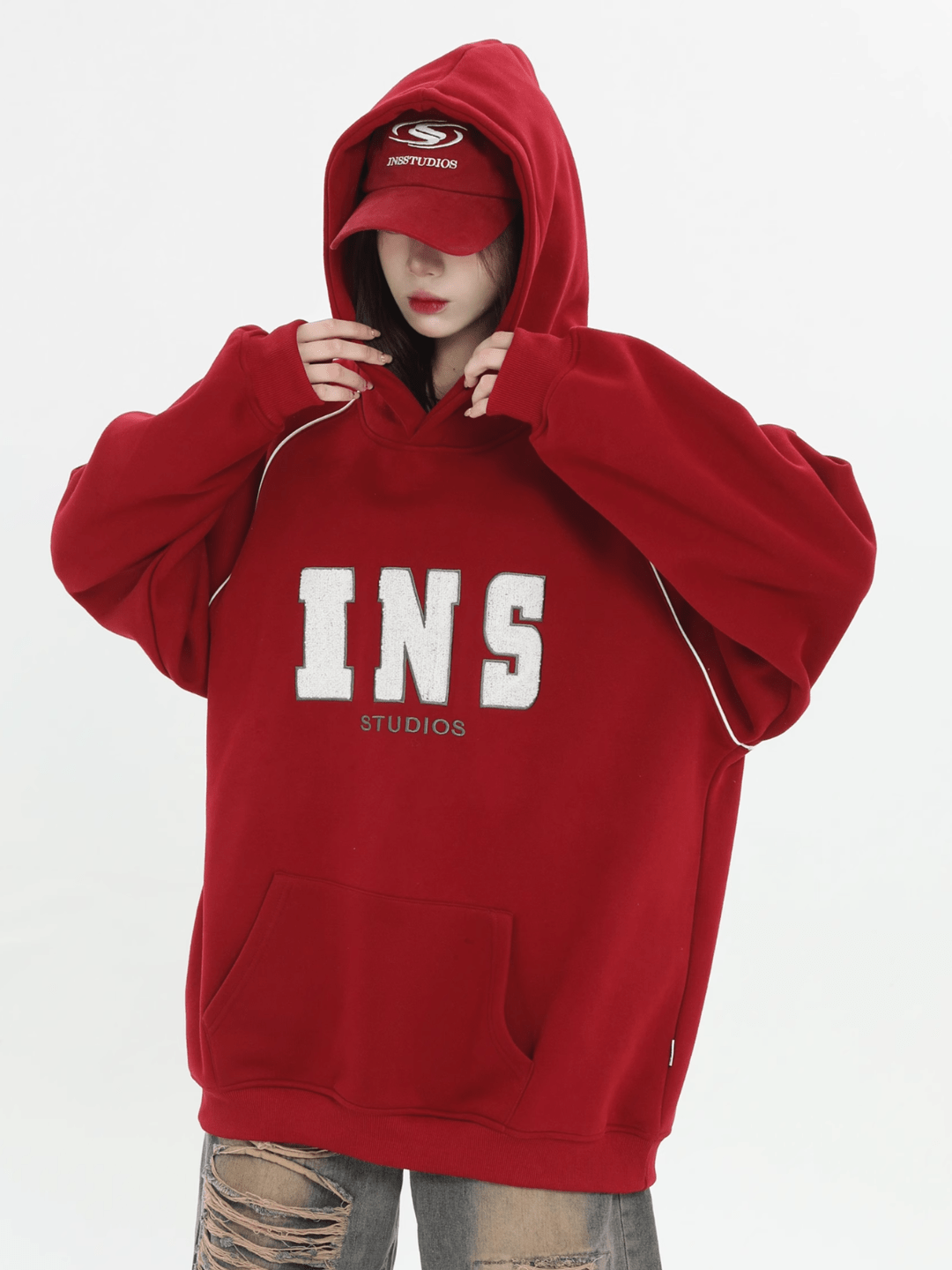 saferido [INSstudios] American Flocked LOGO Hooded na738