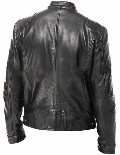2025 Spot 2019  men's leather jacket new wish explosion PU coat stand-up neck zipper leather jacket W109