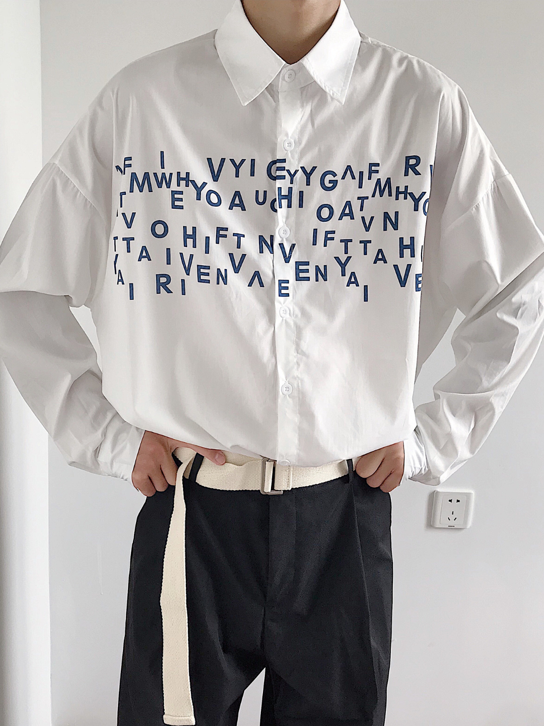 saferido Korean design sense letters printed shirt na1164