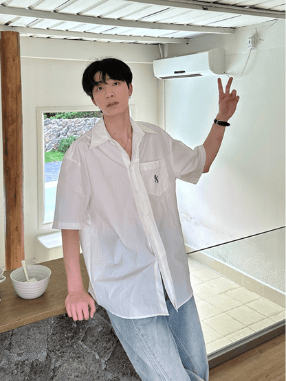 saferido [ONELYC1NS] Korean version of the loose simple cotton shirt na1087