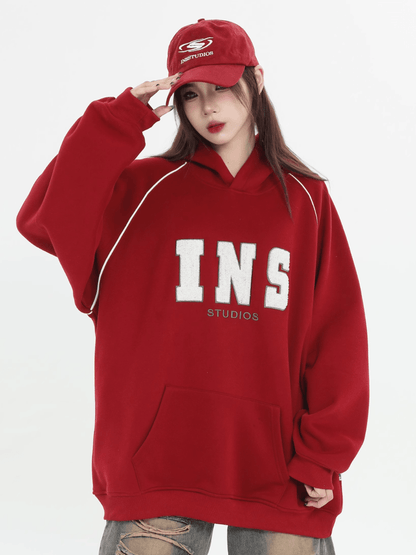 saferido [INSstudios] American Flocked LOGO Hooded na738