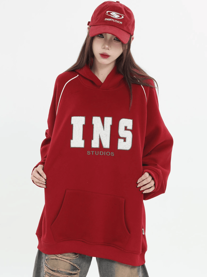 saferido [INSstudios] American Flocked LOGO Hooded na738