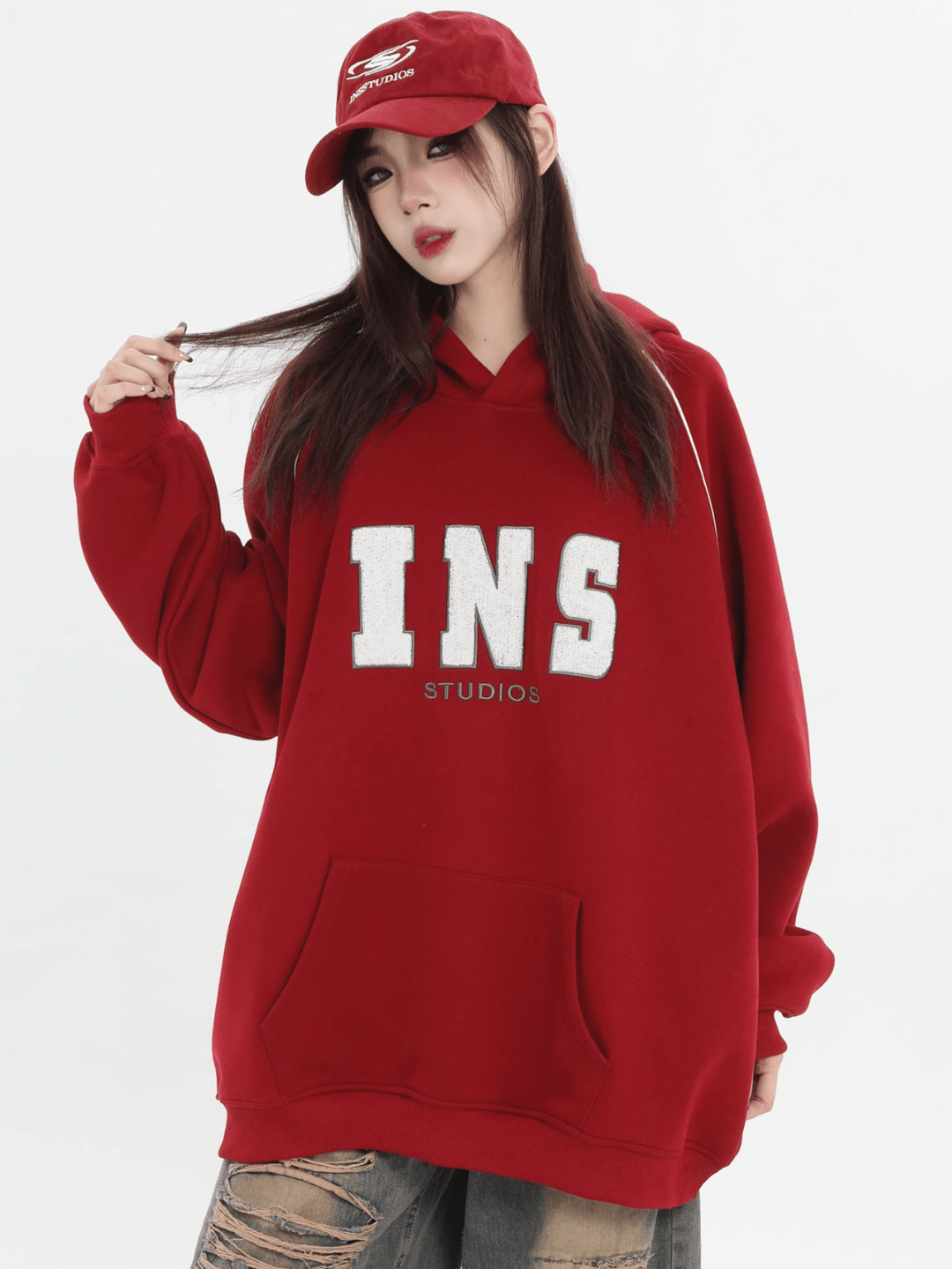 saferido [INSstudios] American Flocked LOGO Hooded na738