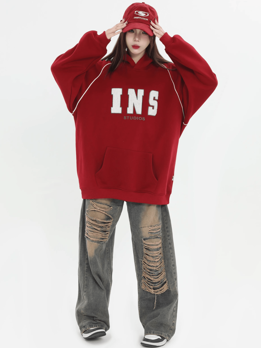 saferido [INSstudios] American Flocked LOGO Hooded na738