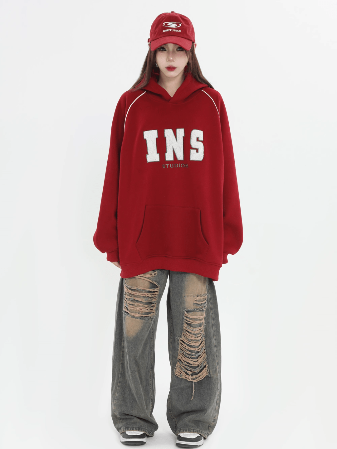 saferido [INSstudios] American Flocked LOGO Hooded na738