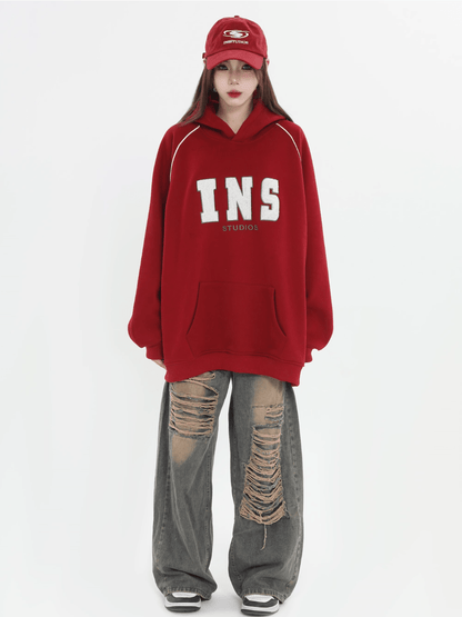 saferido [INSstudios] American Flocked LOGO Hooded na738