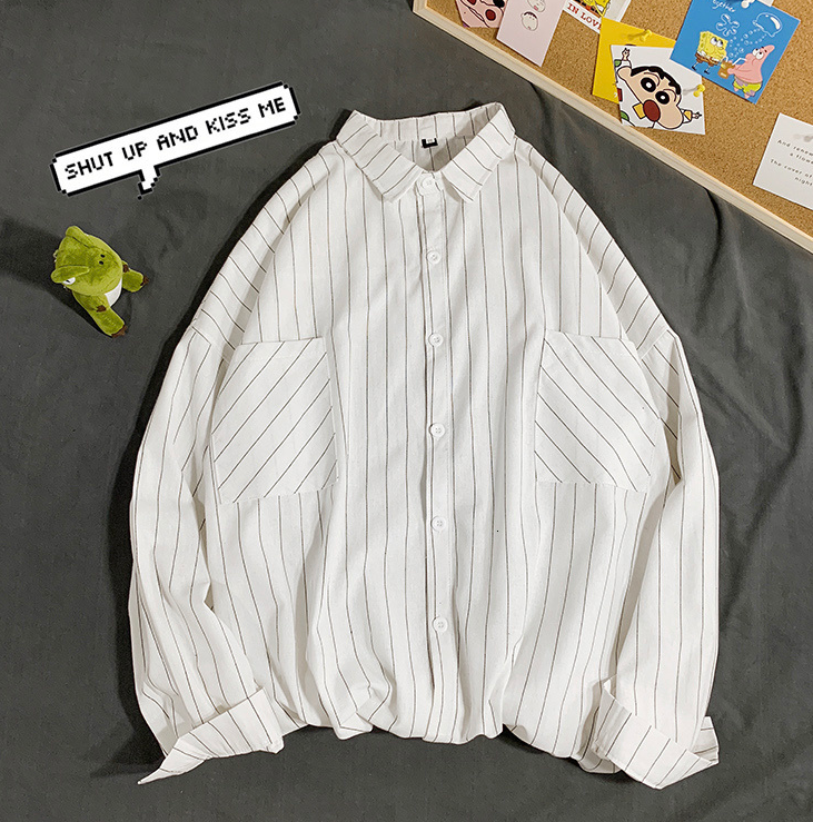 saferido      Black White Striped Men's Shirts  Harajuku Men Casual Long Sleeve Shirt Tops Streetwear Man Oversized Blouse