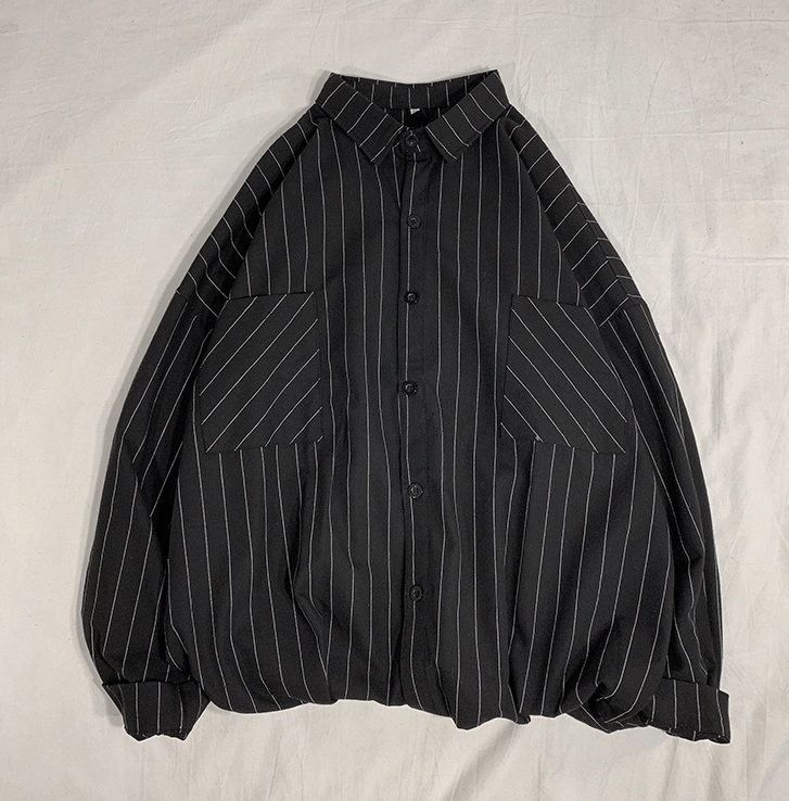 saferido      Black White Striped Men's Shirts  Harajuku Men Casual Long Sleeve Shirt Tops Streetwear Man Oversized Blouse
