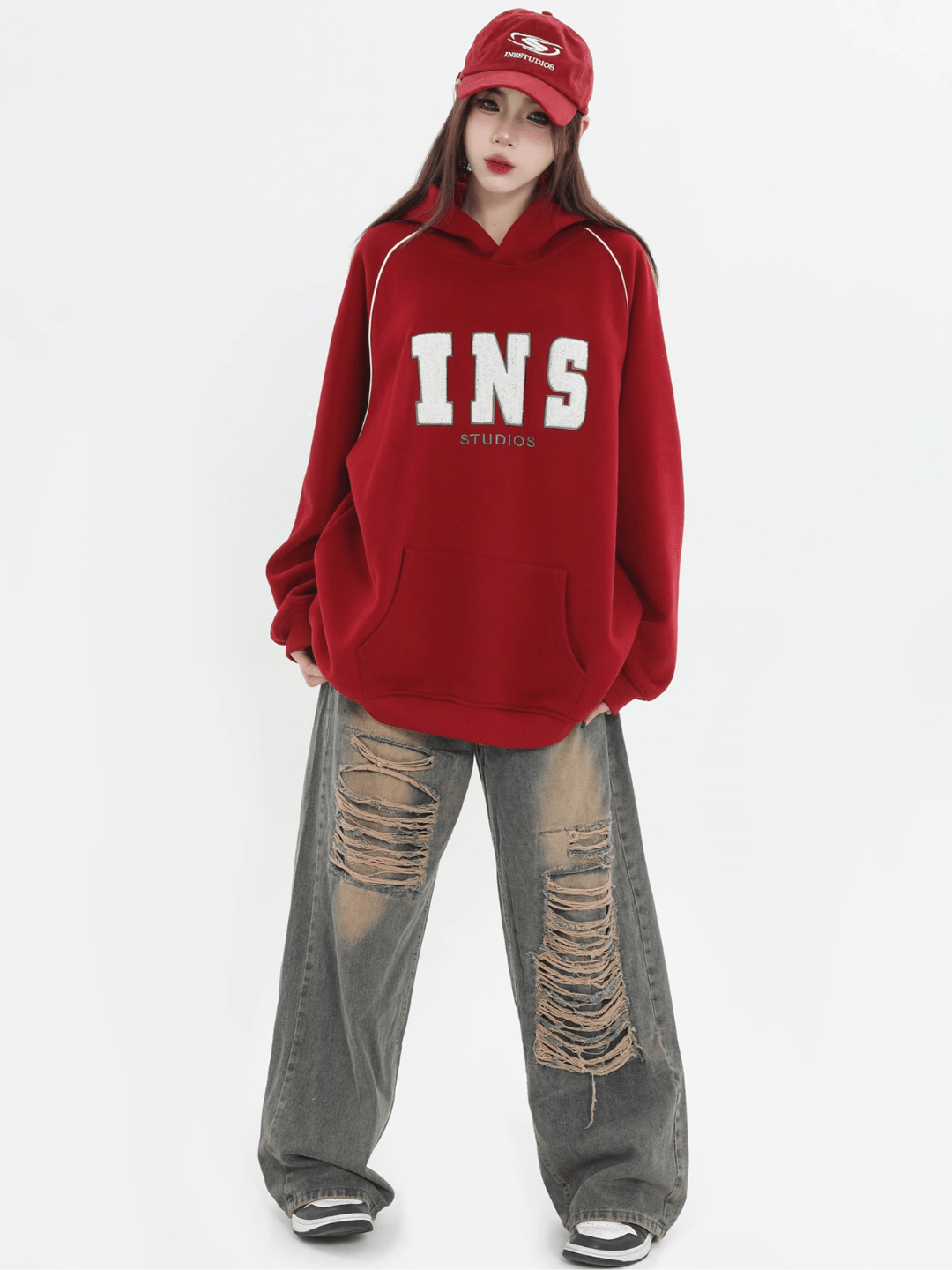 saferido [INSstudios] American Flocked LOGO Hooded na738