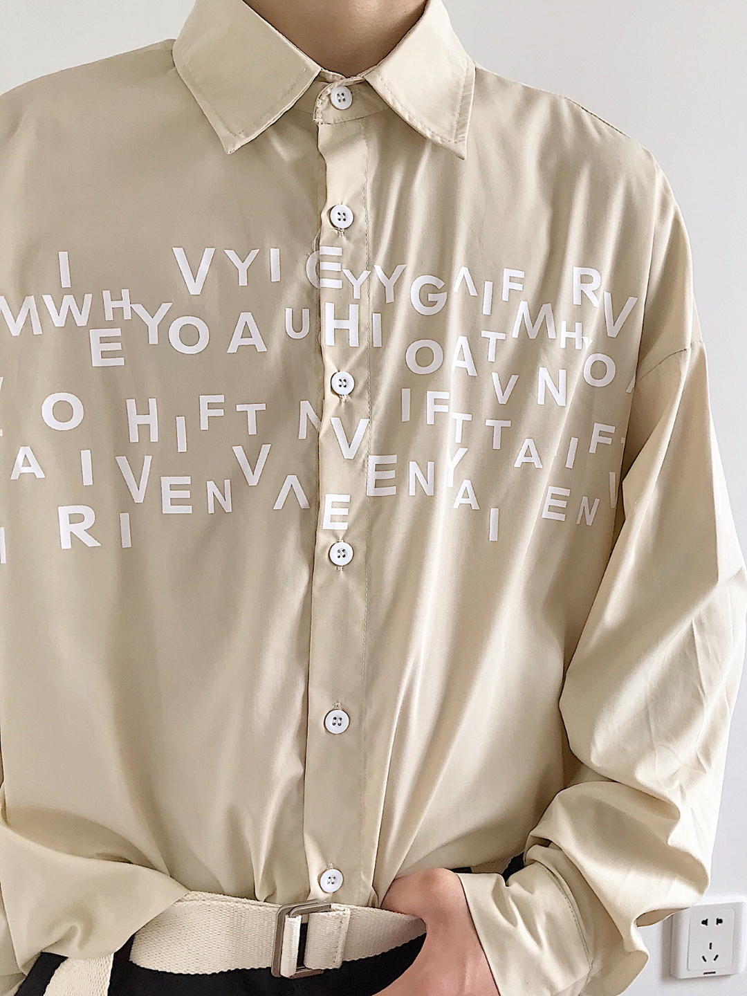 saferido Korean design sense letters printed shirt na1164