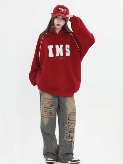 saferido [INSstudios] American Flocked LOGO Hooded na738