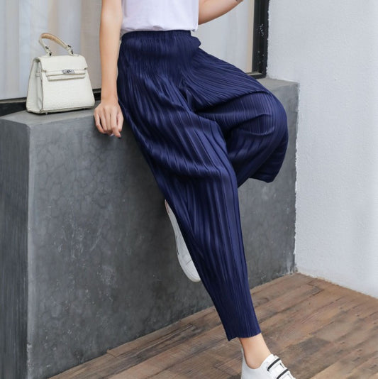 spring and summer new pants women's pleated slim-fitting pants casual large size loose women's clothing casual radish women's pants