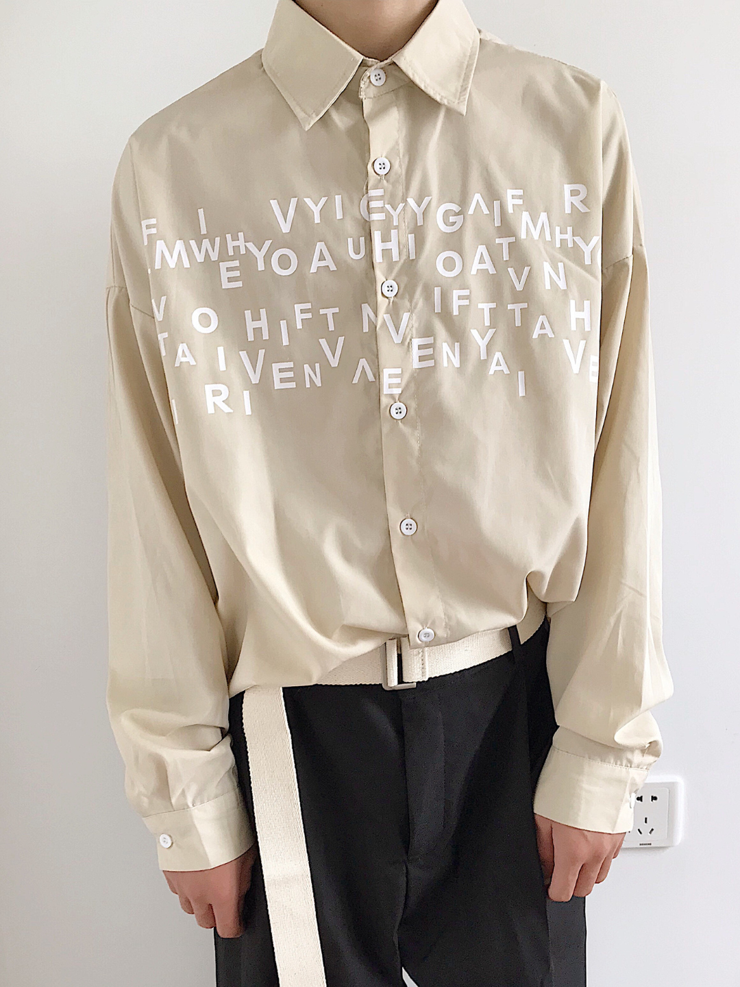 saferido Korean design sense letters printed shirt na1164