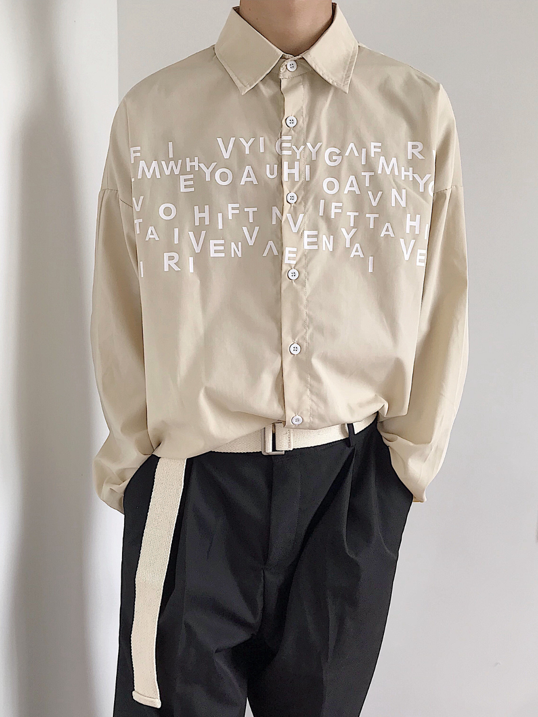 saferido Korean design sense letters printed shirt na1164
