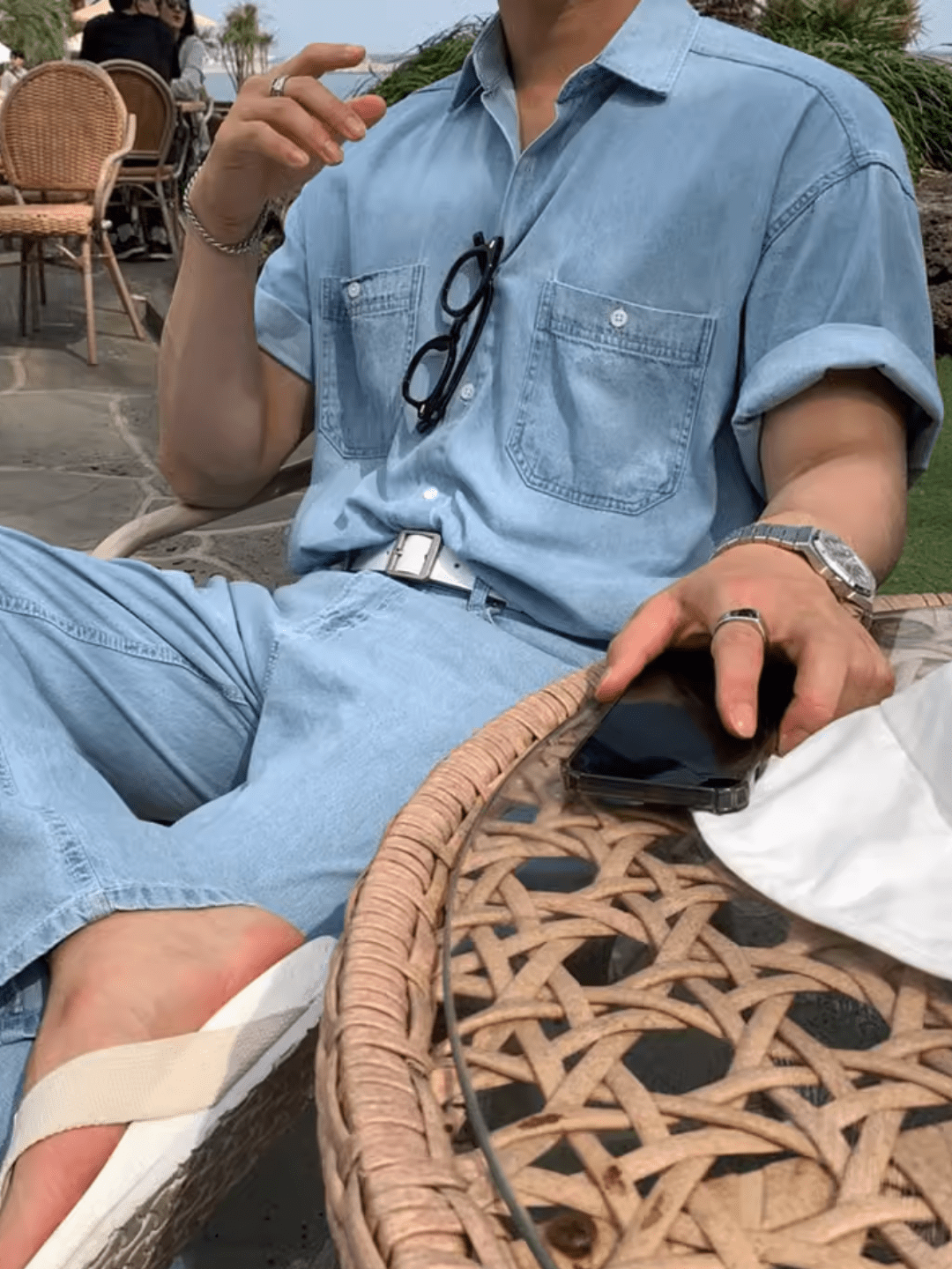 saferido [MRCYC] Korean version of washed denim shirt na1013