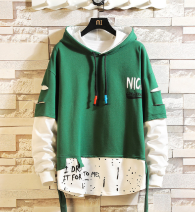 Japan Style Casual O-Neck Spring Autumn Print Hoodie Sweatshirt Men'S Thick Fleece Hip Hop High Streetwear Clothes