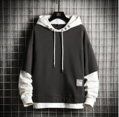 Japan Style Casual O-Neck Spring Autumn Print Hoodie Sweatshirt Men'S Thick Fleece Hip Hop High Streetwear Clothes