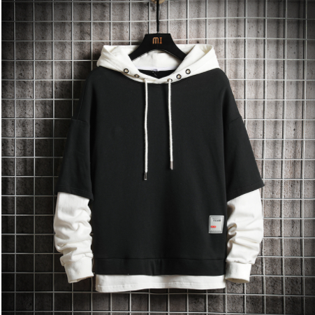 Japan Style Casual O-Neck Spring Autumn Print Hoodie Sweatshirt Men'S Thick Fleece Hip Hop High Streetwear Clothes