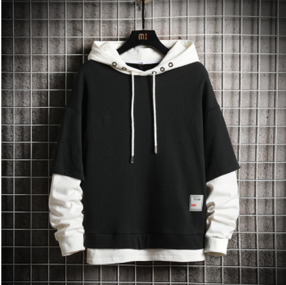 Japan Style Casual O-Neck Spring Autumn Print Hoodie Sweatshirt Men'S Thick Fleece Hip Hop High Streetwear Clothes