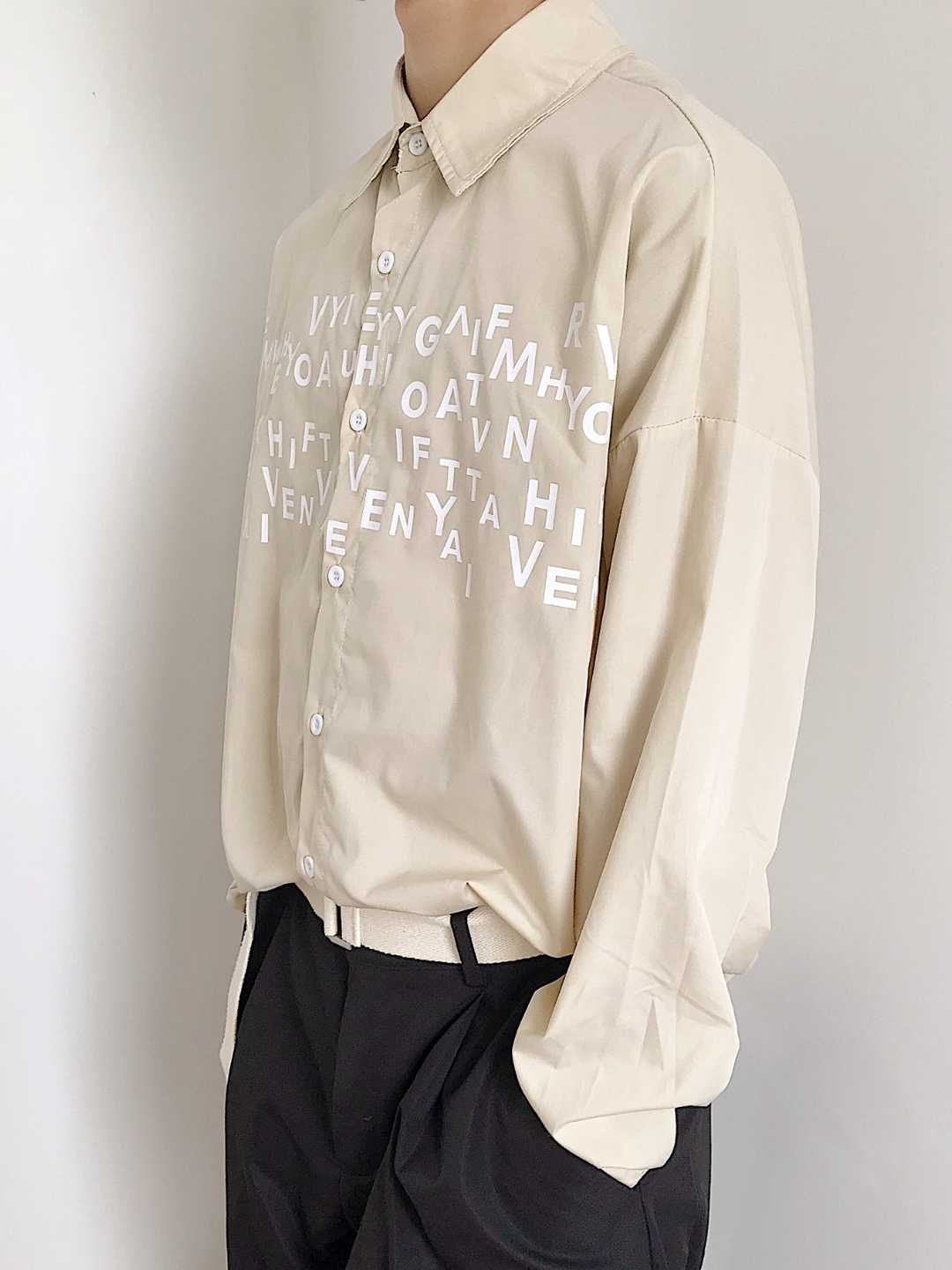 saferido Korean design sense letters printed shirt na1164