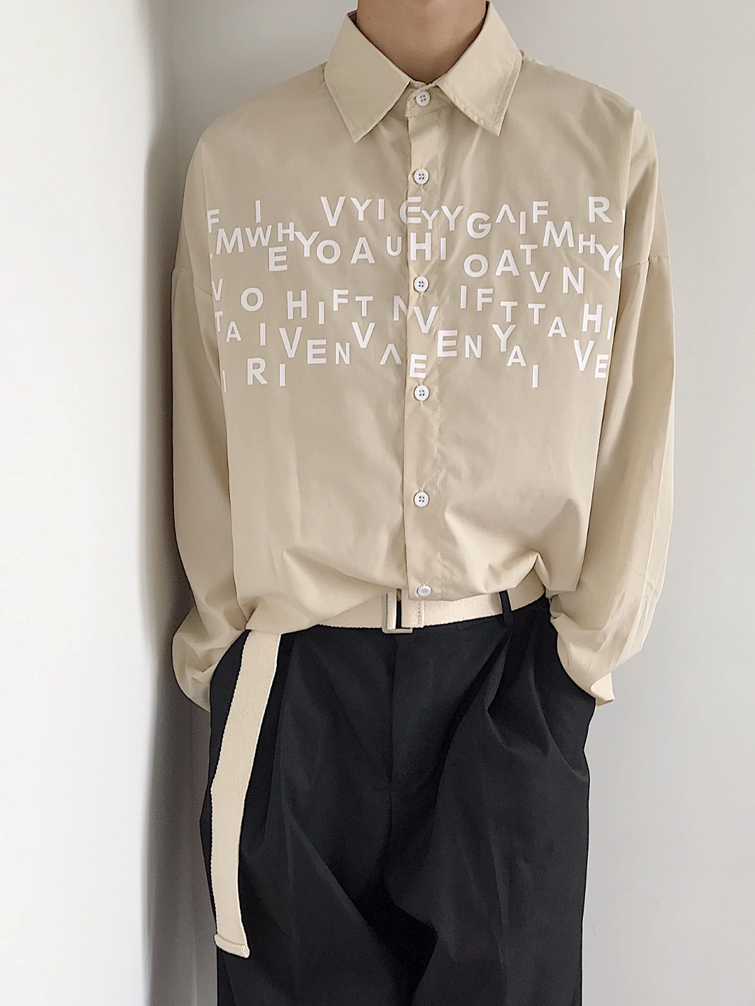 saferido Korean design sense letters printed shirt na1164