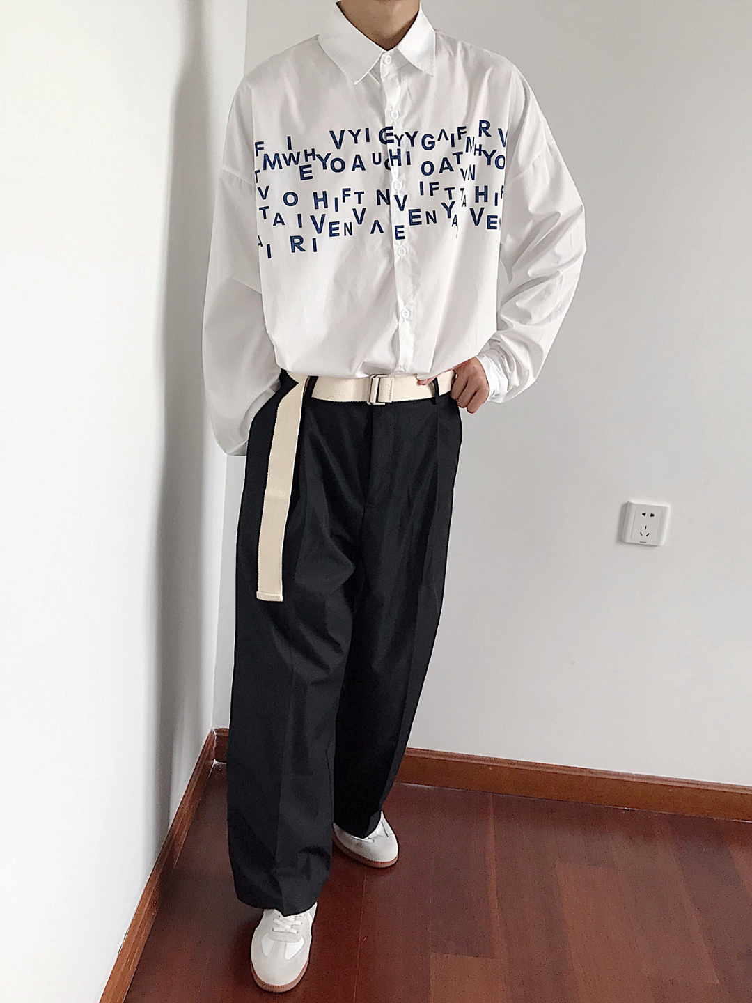 saferido Korean design sense letters printed shirt na1164