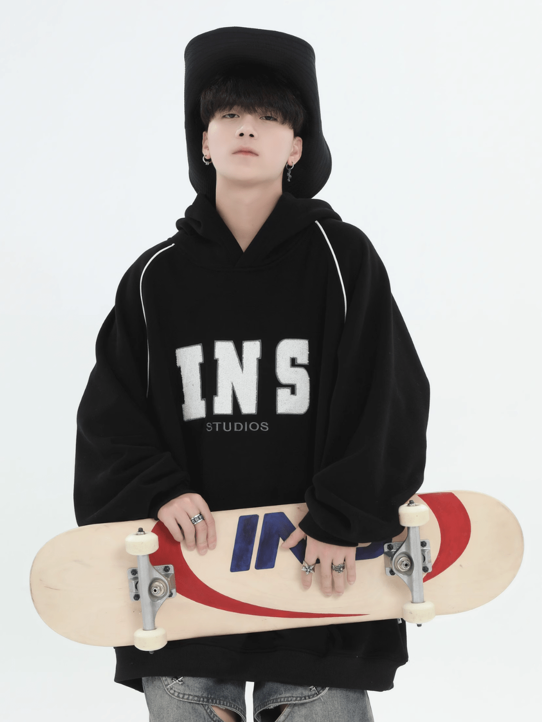 saferido [INSstudios] American Flocked LOGO Hooded na738