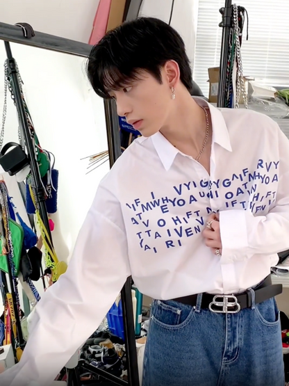 saferido Korean design sense letters printed shirt na1164
