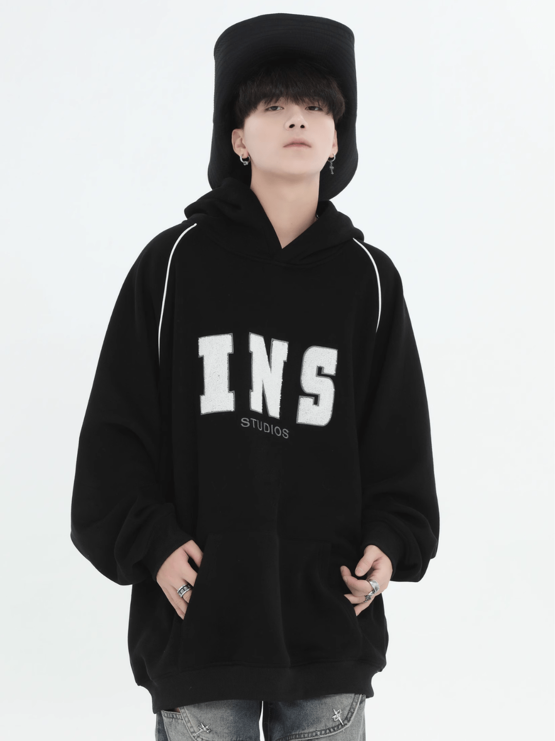 saferido [INSstudios] American Flocked LOGO Hooded na738
