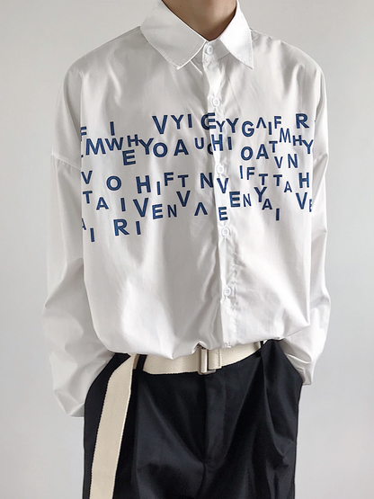 saferido Korean design sense letters printed shirt na1164