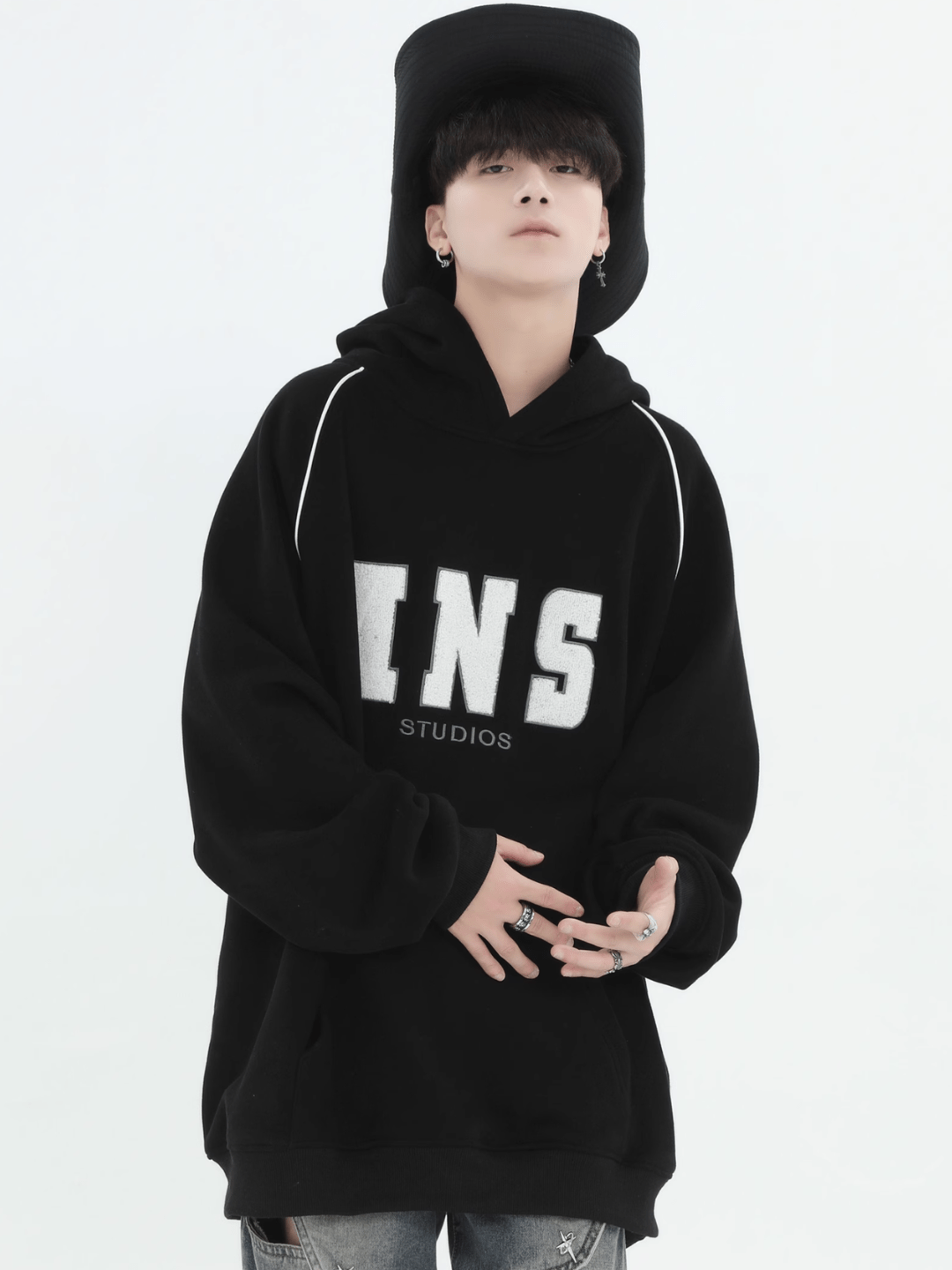 saferido [INSstudios] American Flocked LOGO Hooded na738