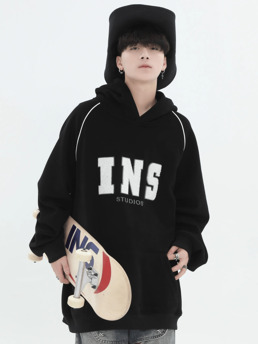 saferido [INSstudios] American Flocked LOGO Hooded na738