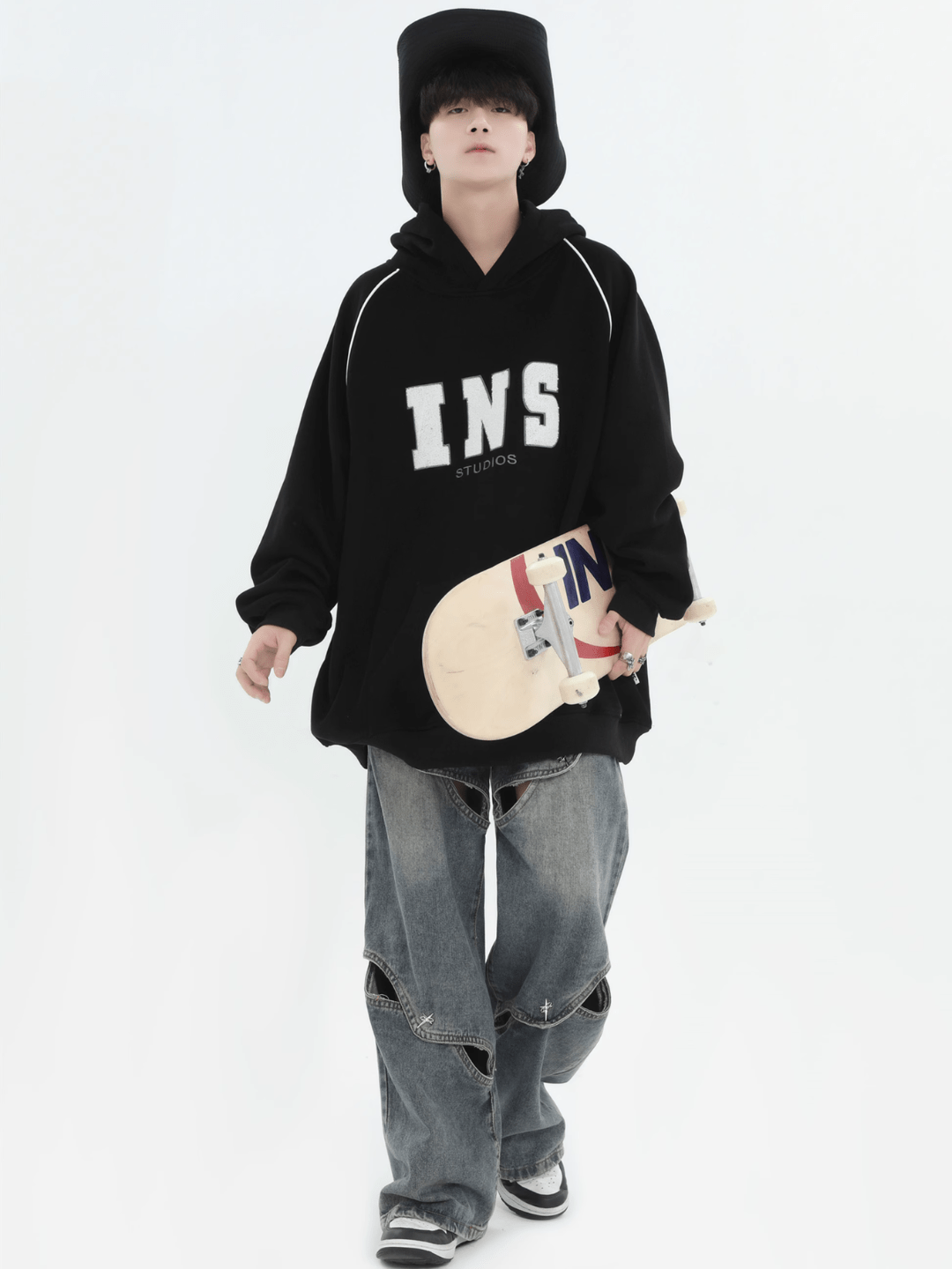 saferido [INSstudios] American Flocked LOGO Hooded na738