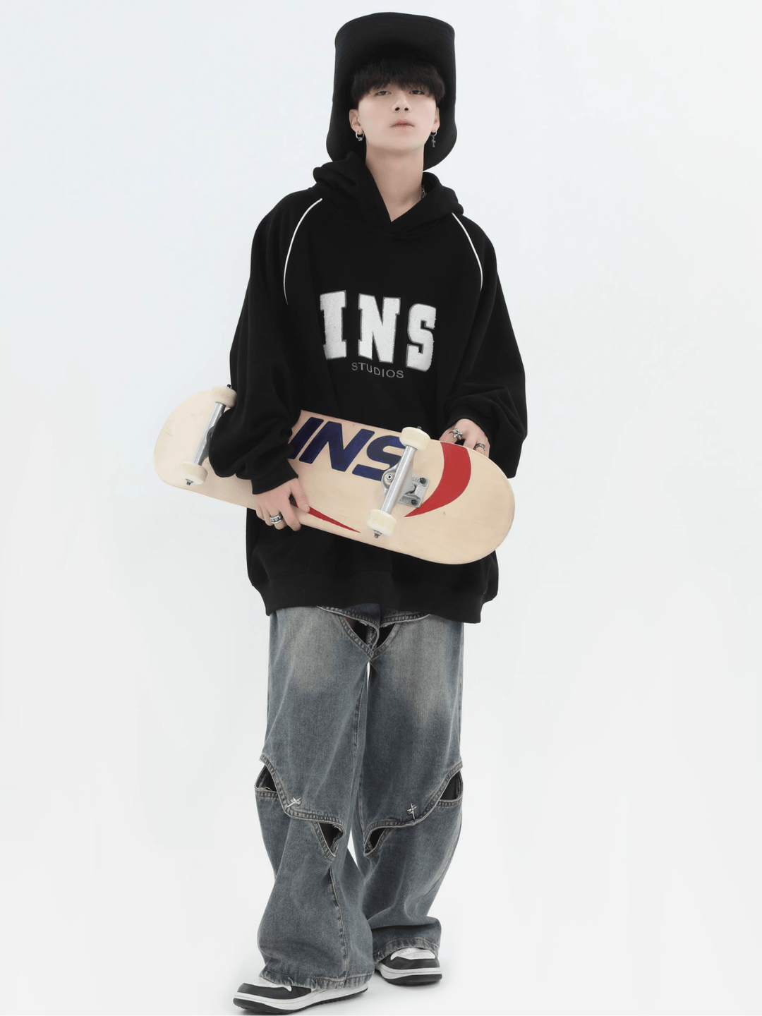 saferido [INSstudios] American Flocked LOGO Hooded na738