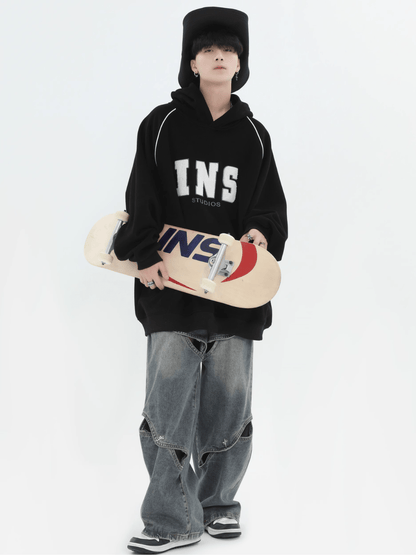 saferido [INSstudios] American Flocked LOGO Hooded na738