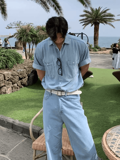 saferido [MRCYC] Korean version of washed denim shirt na1013