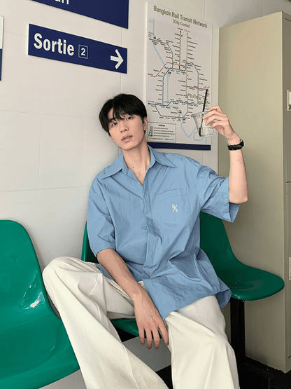 saferido [ONELYC1NS] Korean version of the loose simple cotton shirt na1087