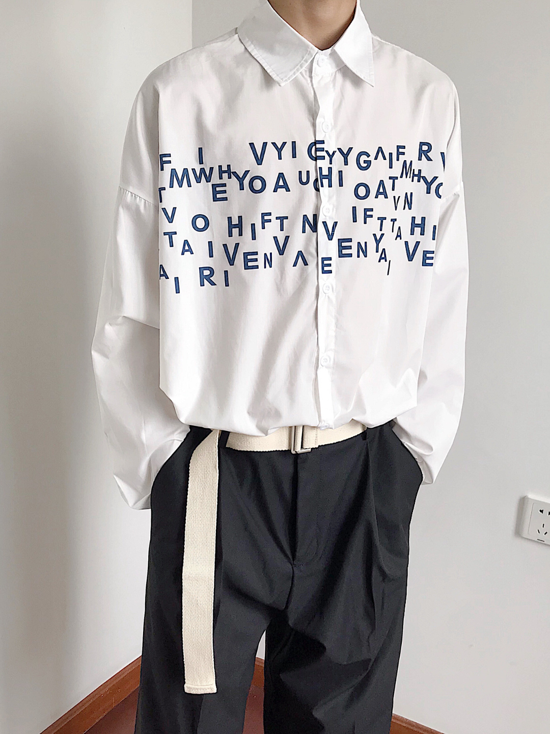 saferido Korean design sense letters printed shirt na1164